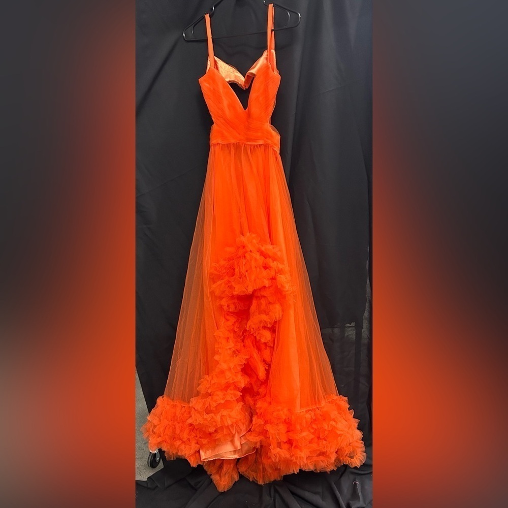 Mac Duggal 68492 NWT Orange One Shoulder Open Back One-of-a-kind Dress